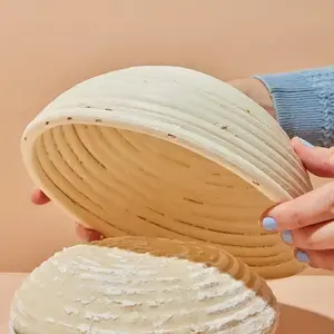 Cesta de fermentación de ratán vintage hecha a mano al por mayor, cestas de fermentación de pan de ratán hechas a mano para panificación de masa madre OEM - Product Image 2