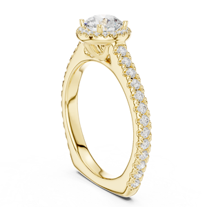แหวนเพชรทรงกลมเพาะเลี้ยงในห้องปฏิบัติการ ทอง 14K 18K แบบโซลิแทร์ ฮาโล เพฟ ยูโรแชงค์ 1.44 กะรัต DEFVVS แหวนสั่งทำพิเศษสำหรับวันครบรอบ ของขวัญ ODM - Product Image 4