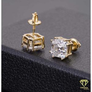 925 Sterling Silver Moissanite <b>Diamond</b> <b>Square</b> Stud <b>Earrings</b> Budget Jewelry For Wholesale Retailers - Product Image 3