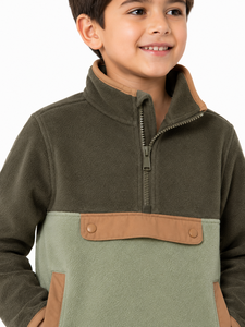 Sudadera Térmica Livster para Niños, Forrada, Transpirable, con Bloques de Color, de Polar, Cuello Alto, Manga Larga, para Invierno - Product Image 4