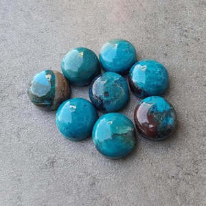 Crisocola Natural en Forma de Cabujón Redondo, Base Plana, Calibrada, para Joyería - Product Image 6