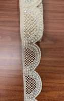Bordure de dentelle de luxe pour robe de mariée, 3,5 pouces, richement ajourée, broderie de perles, travail miroir, garniture décorative pour couture