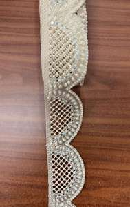 Wedding Dress Luxury Lace Border 3.5 Inch Heavy Cutwork Pearl Embroidery Mirror Work Decorative Sewing <b>Material</b> Trim - Product Image 1