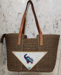 Sac fourre-tout en paille grande capacité, sac de plage tissé à bandoulière unique, ouverture supérieure pour voyage et vacances femme - Product Image 3