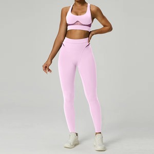 Ensemble de yoga pour femmes en gros, tenue de sport, soutien-gorge de sport, leggings, pantalon de fitness, design personnalisé, grande taille, ceinture en dentelle, prix abordable, en promotion - Product Image 4