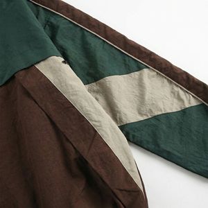 Brown, Forest Green & Khaki Panelled <b>Zip</b> Front Track Jacket Retro Unisex Windbreaker | OEM/ODM Private Label - Product Image 4