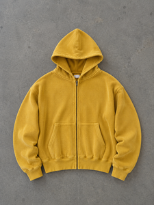 Sudadera con Capucha Personalizada de Forro Polar Sólido, Acabado Desgastado con Bordes Crudos, Corte Regular, Chaqueta Estilo Urbano, Transpirable, Ecológica, para Invierno, Talla M - Product Image 4