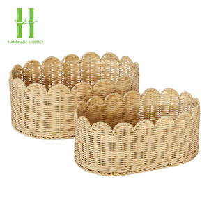 Cesta de Picnic Ecológica de Ratán Tejida a Mano con Asa, Decoraciones de Pascua, Bolsa y Caja de Almacenamiento Plegables, Vietnam - Product Image 1