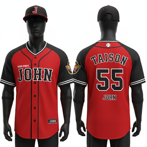 Maillot de baseball pour homme en polyester respirant 180 GSM, noir avec manches violettes et panneaux contrastants, logo d'équipe personnalisé. - Product Image 3