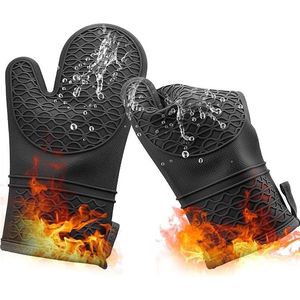 2 paires de gants de four en silicone résistants à la chaleur jusqu'à 500 degrés, doublure en coton doux, gants de cuisine - Product Image 1