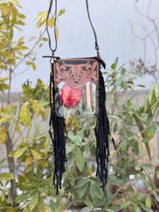Bolso Transparente con Flecos de Cuero Tallado a Mano, Elegante Bolso para Teléfono, Bolso Pequeño, Bolso Multiusos para Mujer - Product Image 4