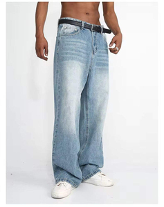 Manufacturer's Customization Men's BAGGY Large Size Loose Straight Jeans High-waisted 100% Cotton Leisure Denim Trousers - Product Image 3