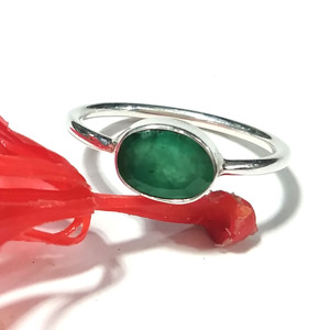 Natural Emerald Gemstone <b>Ring</b>, 925 Sterling Silver <b>Ring</b> for Women, Handmade Emerald Jewelry, <b>Adjustable</b> Statement <b>Ring</b> - Product Image 1