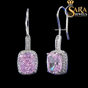 High Demand <b>Cushion</b> Cut Moissanite Drop Earrings 925 Silver Rhodium Plated Classic Women's Wedding Jewelry From India - Product Image 4