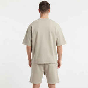 Casual Oversized <b>Shirts</b> Sets Cotton Men's <b>T</b> <b>Shirt</b> and Short Set With Zipper <b>Polyester</b> Pullover Men's Custom LOGO Tracksuit - Product Image 4