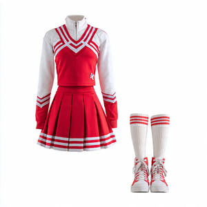 Costume de danse pour filles d'école, robe plissée sans manches à col rond avec impression de lettres, uniforme de pom-pom girl - Product Image 2