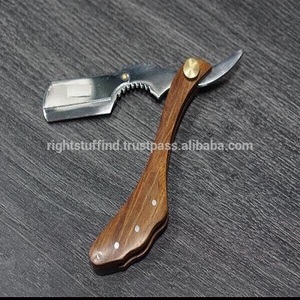 มีดโกนหนวดตรงทำมือจากสแตนเลสสำหรับร้านตัดผมมืออาชีพ พร้อมด้ามจับทำจากเขาแกะ - Product Image 5