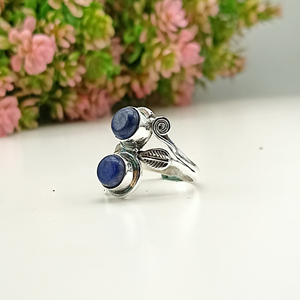 แหวนพลอยลาพิส ลาซูลีธรรมชาติ แหวนเงินแท้ 925 ทำมือ สำหรับเด็กหญิงและสตรี - Product Image 1