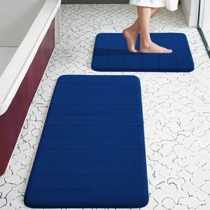 Solid Color Rectangle Memory Foam Bath Mat With <b>Rubber</b> Backing Anti Slip For Bathroom <b>Floor</b> Modern Minimalist Design - Product Image 1