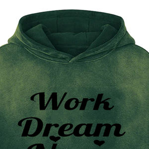 Sudadera con Capucha Unisex Oversize de Algodón French Terry Casual para Otoño con Bolsillo, Diseño 'Work Dream Never' 2026 - Product Image 3