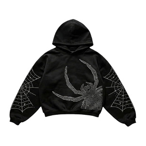 Rhinestone & Crystal <b>Work</b> Graphic Hoodies Custom Design Pullover <b>Sweatshirt</b> Style Streetwear Hoodie for Men and Women - Product Image 1