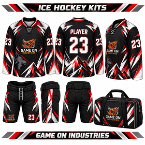 Vêtements de sport professionnels de haute qualité pour équipes sportives, maillot de hockey sur glace personnalisé avec logo et pantalon de protection, kit complet, fournisseur en gros - Product Image 1