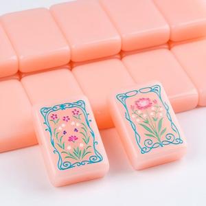 Tuiles de mahjong en acrylique rose, 160 pièces, ensemble personnalisé à une seule couche, gravé, pour enfants - Product Image 1