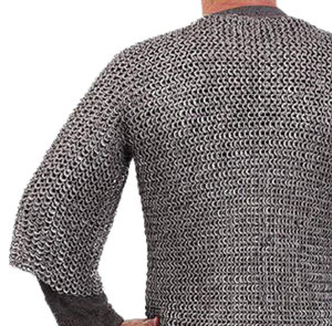 Camisa de malla de acero dulce medieval de media manga, armadura de caballero hecha a mano con anillos planos remachados de 0,9 mm para disfraz de recreación histórica - Product Image 5