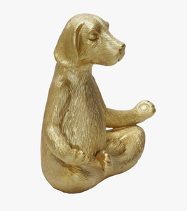 Figurine de chien méditant en résine plaquée or, style minimaliste moderne, sculpture de chiot mignon, artisanat pour la décoration de bureau, vente en gros - Product Image 1