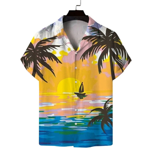 เสื้อฮาวายพิมพ์ลายแฟชั่นชายหาดวินเทจแขนสั้นคุณภาพสูงสั่งทำได้ตามต้องการพร้อมโลโก้แบบกำหนดเอง ระบายอากาศได้ดี สวมใส่สบาย - Product Image 4