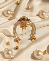 Épingle à cheveux ethnique traditionnelle, pince à chignon Jhumki, motif paon, accessoire de coiffure, bijou de mariage avec perles et pompons – Fabricant