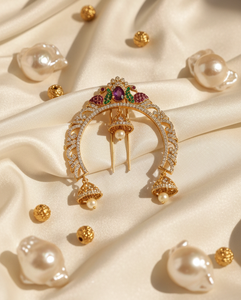 Traditional Ethnic <b>Hair</b> <b>Pin</b> Bridal Jhumki Bun Clip Peacock Motif <b>Hair</b> Accessory Pearl Tassel Wedding <b>Hair</b> Jewellery Manufacturer - Product Image 6