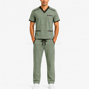 Ensemble de tenue de travail élégante pour hommes, vêtements de travail pour le secteur de la santé, avec un design moderne à col en V, tissu doux, plusieurs poches et mouvements confortables - Product Image 3