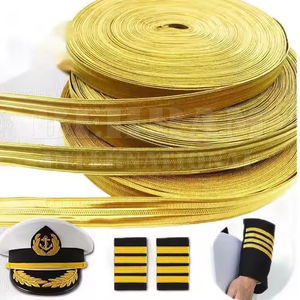Tresses et lacets en fil de bullion doré de haute qualité, style fermeture éclair, écologiques, pour uniformes de pilote - Product Image 3