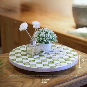 Plateau tournant Lazy Susan à double niveau de style vintage fait main et étanche pour épices, de la marque ILAHI, aux couleurs magnifiques - Product Image 1