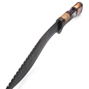 มีดล่าสัตว์กลางแจ้งเหล็กดามัสกัสแบบปรับแต่งได้รุ่นใหม่ ด้ามจับทำจากกระดูก มีดเอาตัวรอดคมกริบที่ดีที่สุด มีดตั้งแคมป์แบบตีขึ้นรูป - Product Image 3