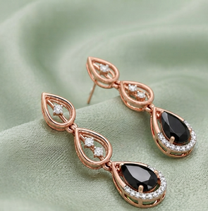 Pendientes Colgantes Clásicos de Cristal con Corte de Pera y Baño de Oro Rosa, Joyería Halo para Fiesta, Boda, Regalo - Product Image 1