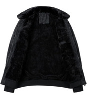 Blouson Bomber Matelassé Noir en Peau de Mouton pour Femme, Manches Longues, Capuche à Bordure Fourrée, Fermeture Éclair, Coupe-Vent Hiver, Tissu Mémoire Uni