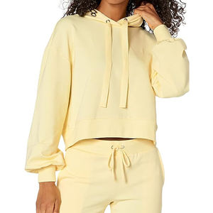 Sudadera corta de gimnasio y fitness, tejido de felpa, extragrande, 100% algodón, sudadera de lujo para mujer en venta - Product Image 1