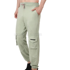 Pantalones Deportivos Cargo Verde Oliva para Hombre, Cintura Elástica con Cordón, Múltiples Bolsillos, Estilo Casual, Tejido de Punto Medio, Ropa de Otoño - Product Image 4