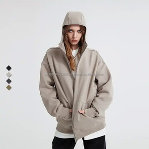 AR2568 Custom Plain 350GSM Streetwear Oversized Zipper Hoodie Heavyweight Blank Men's <b>Zip</b> Up Hoodie - Product Image 5