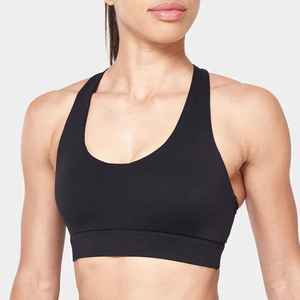 Women's Seamless Scoop <b>Neck</b> <b>Halter</b> Sports <b>Bra</b> Medium Support Yoga Solid Color Stretch Fabric - Product Image 5