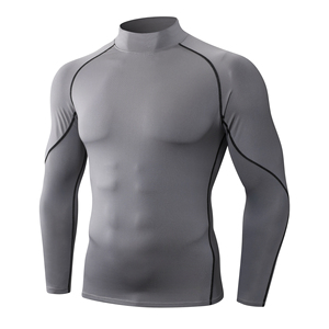Haut de compression respirant à col montant pour homme, manches longues, performance athlétique, entraînement fitness - Product Image 4