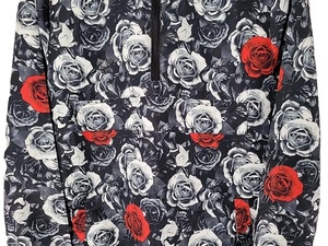 Windbreaker Rose Print Floral Black White Red Loose Baggy Smart Custom Fitted Anorak unisex <b>Jacket</b> New Fashion - Product Image 3