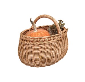 Premium Unlined <b>Wicker</b> <b>Basket</b> Fixed High Handle Oval Shape Open Top Handcrafted Gift <b>Storage</b> Hamper Trunk Rattan Picnic <b>Basket</b> - Product Image 3