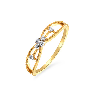 Bague en diamant pour femme, or jaune, coupe brillant ronde, motif floral lumineux, bijou de fiançailles classique - Product Image 1