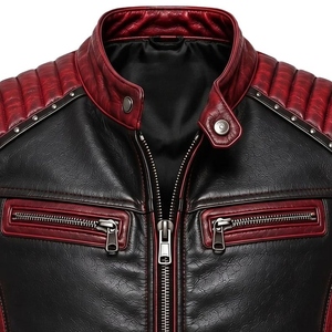 Original Leather Canvas Gothic Skull Biker <b>Vest</b> for <b>Men</b> Winter <b>Black</b> Red Punk Motorcycle Outerwear High Quality Anti-shrink - Product Image 5