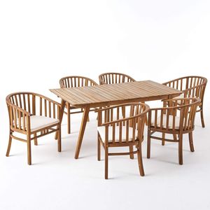 Conjunto de Mesa y Sillas de Patio de Madera de Teca para Jardín Minimalista - Product Image 1