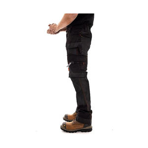 Men's Black Hi Visibility Work Pants Multiple Pockets Abrasion Resistant Polyester Material CE Certified Uniform Workwear - Product Image 4