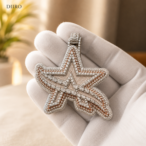 Pendentif personnalisé en moissanite, plaqué or rose, micro-pavé, diamant rond brillant, pendentifs de luxe unisexes - Product Image 6